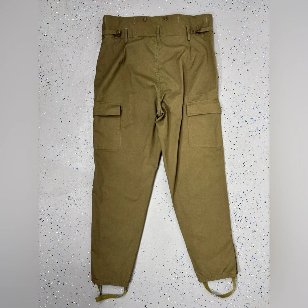Vintage 80s Czech Army M85 Combat Cargo Pants Khaki Cotton Double Knee XL 40x32